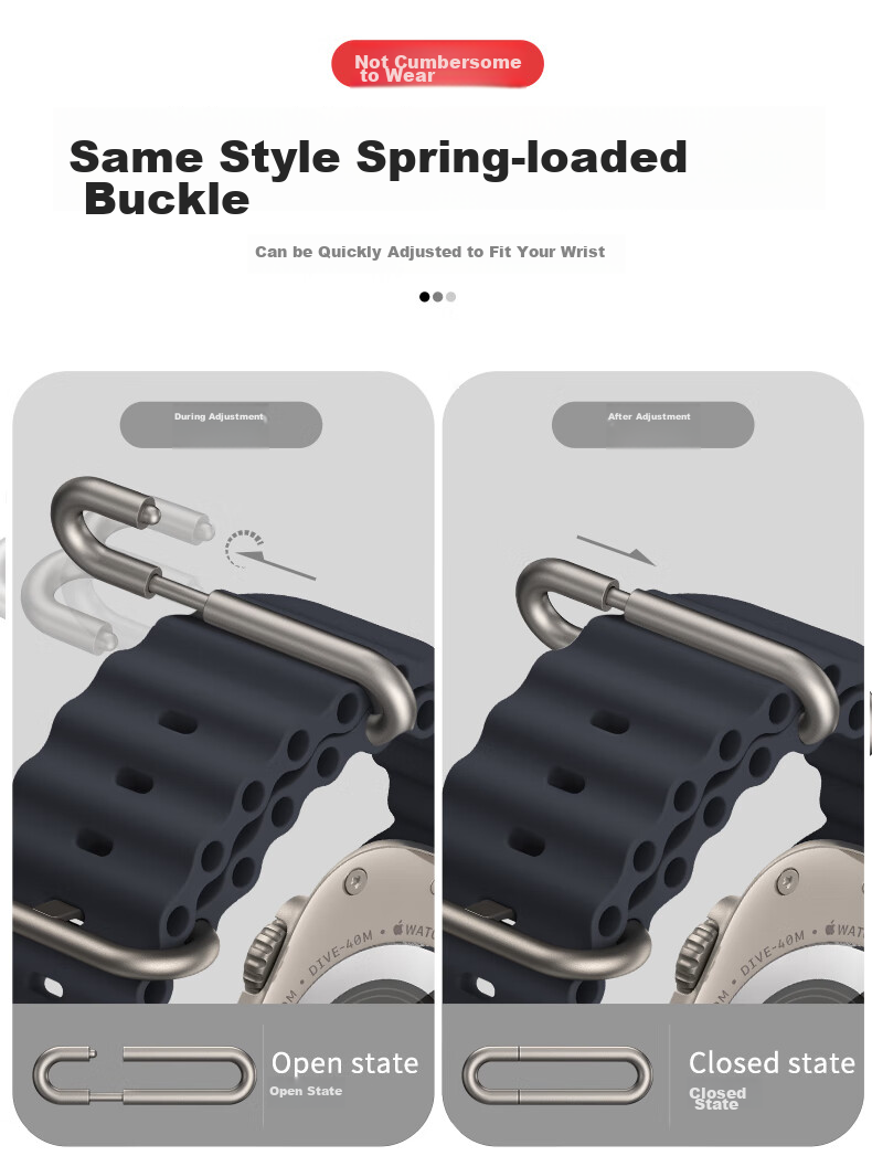 Ремешок BHO Ocean Band для Apple Watch S11/S10/Ultra3, силиконовый, темно-синий, 49/46/45/44мм