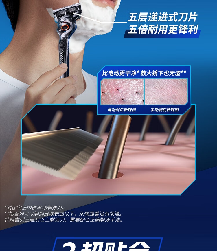 吉列刮胡刀手动剃须刀手动胡须刀5层刀片锋隐致顺男士剃须5刀头