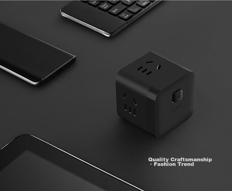 Удлинитель BULL GNV-M103W, кубический, 3 розетки, с беспроводным мастер-выключателем, черный