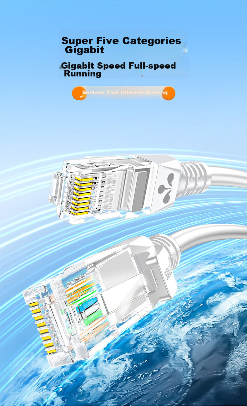 Сетевой кабель SAMZHE CAT5e, 5 метров, для подключения к сети Интернет, белый, ZW-05