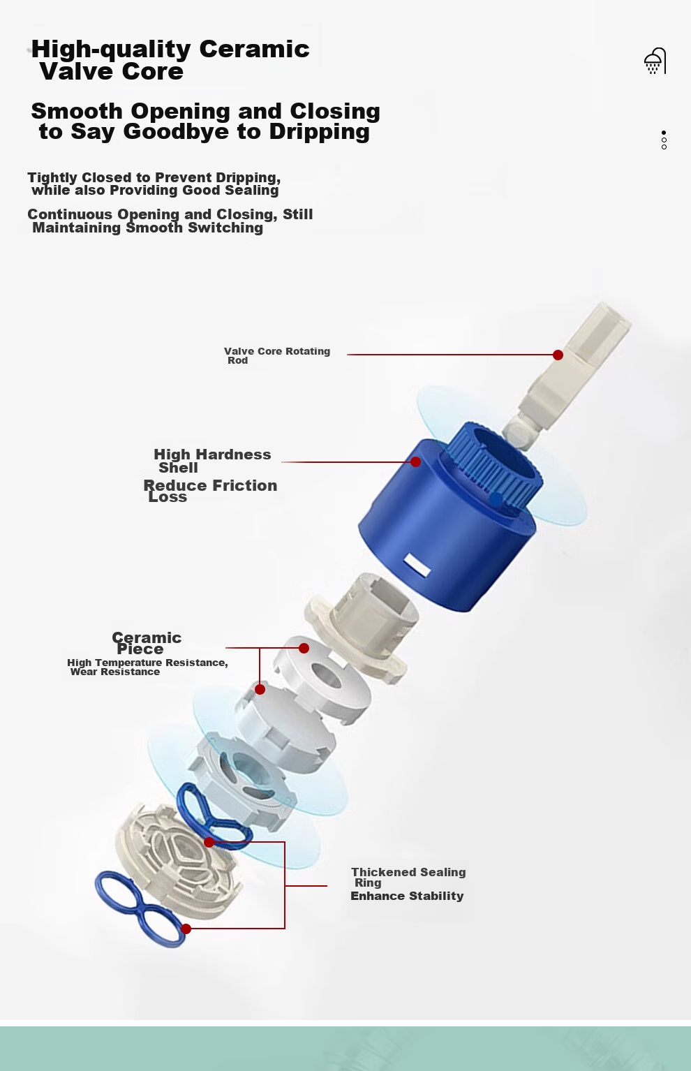 Смеситель для душа CVBAB CV1031, настенный, с медным корпусом, с открытыми трубами, для горячей и холодной воды