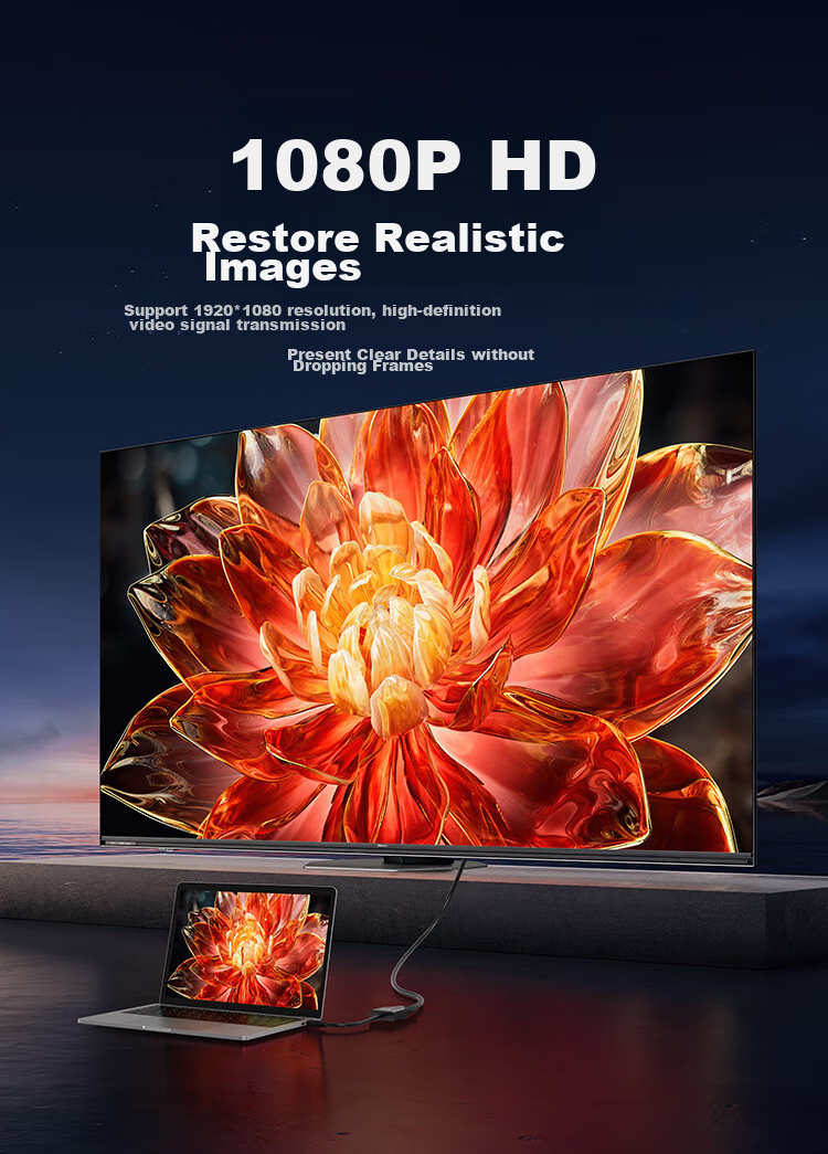 CHOOSEAL Адаптер-конвертер HDMI на VGA QS6933, для подключения компьютеров, ноутбуков, PS5, ТВ-приставок Xiaomi к мониторам и проекторам, кабель-переходник