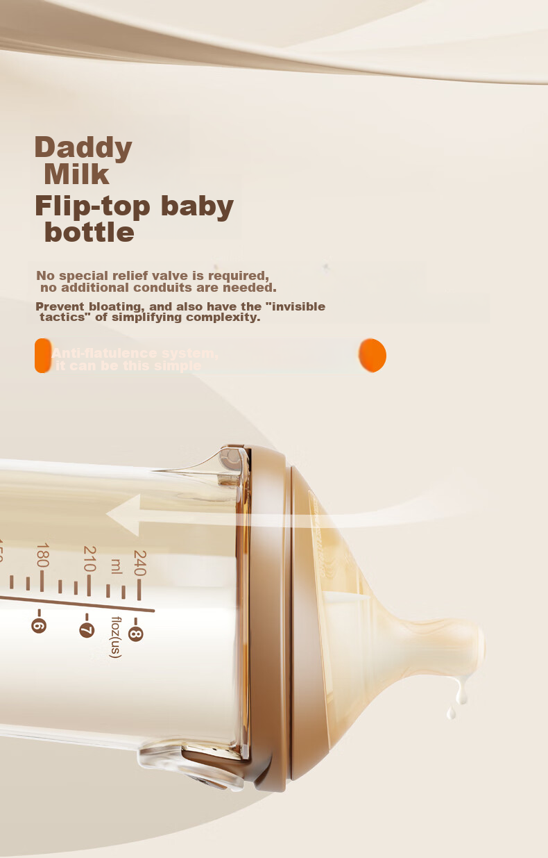 Бутылочка с трубочкой Nicepapa Flip-Top для малышей от 1 года, с широким горлышком из PPSU, с присоской и противоскользящим шариком, 240 мл