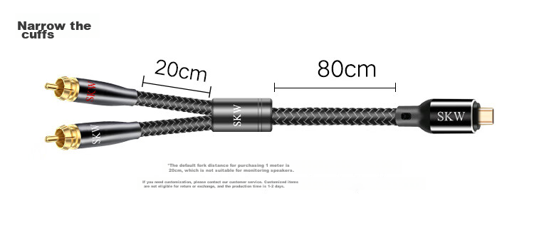 Аудиокабель SKW WG2001C, Type-C на 2 RCA, 1 метр, посеребренный монокристаллической медью, для телефонов Huawei и Apple, компьютеров, усилителей и колонок