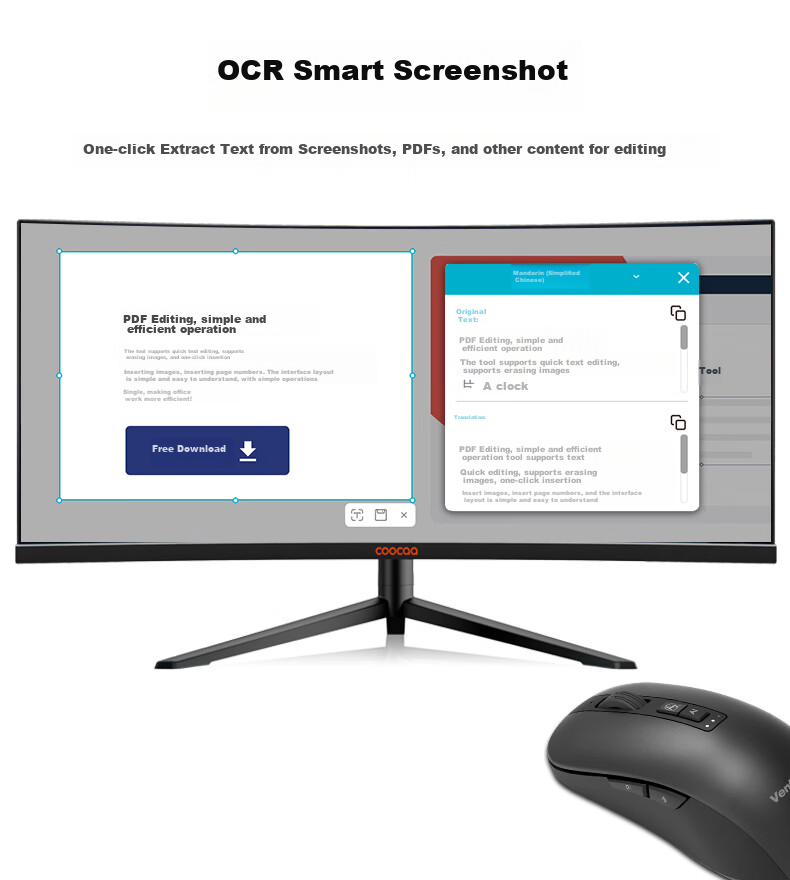 VENFISH AI Smart Voice Mouse S8 Беспроводная Bluetooth Офисная Мышь с ИИ, Генерация PPT, Чтение текста, Перевод, Черная