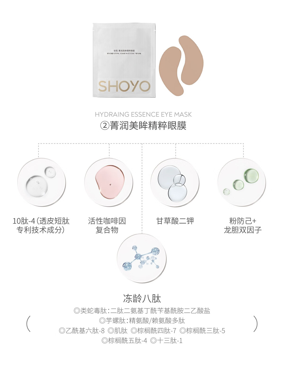 轻氧冻干眼膜 抗皱淡化细纹紧致保湿眼部寡肽贵妇shoyo  眼贴 2盒冻干眼膜【共8对】 眼膜4对/盒