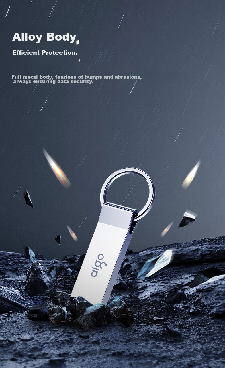 USB-накопитель Aigo U210, 64 ГБ, USB 2.0, металлический корпус, водонепроницаемый, серебристый