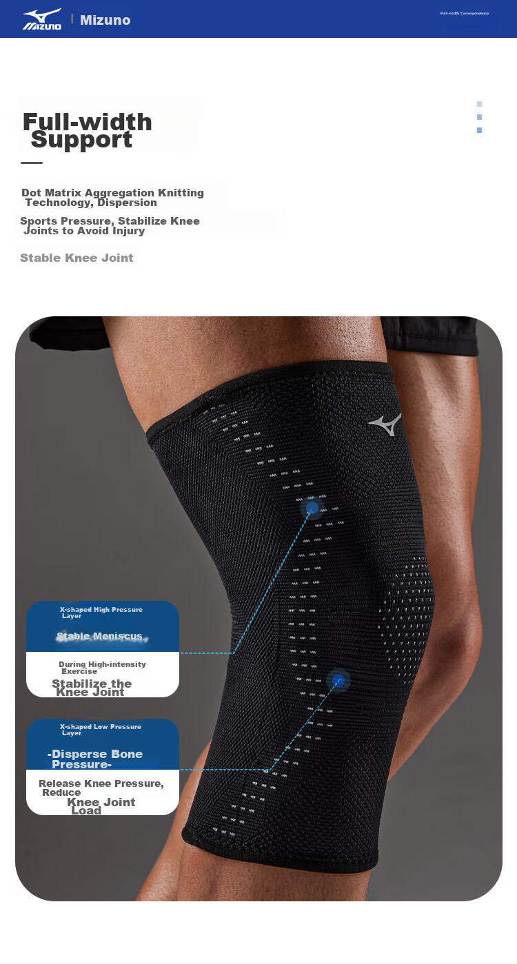 MIZUNO Наколенники для спорта, бега, пеших прогулок, при травмах мениска, для мужчин и женщин, для баскетбола, бадминтона, синовита, L - 2 пары