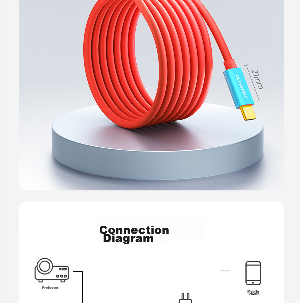 Кабель ULT-unite Type-C на HDMI 4K 60Hz, 2 метра, для Nintendo Switch, телефонов, компьютеров, с поддержкой PD зарядки