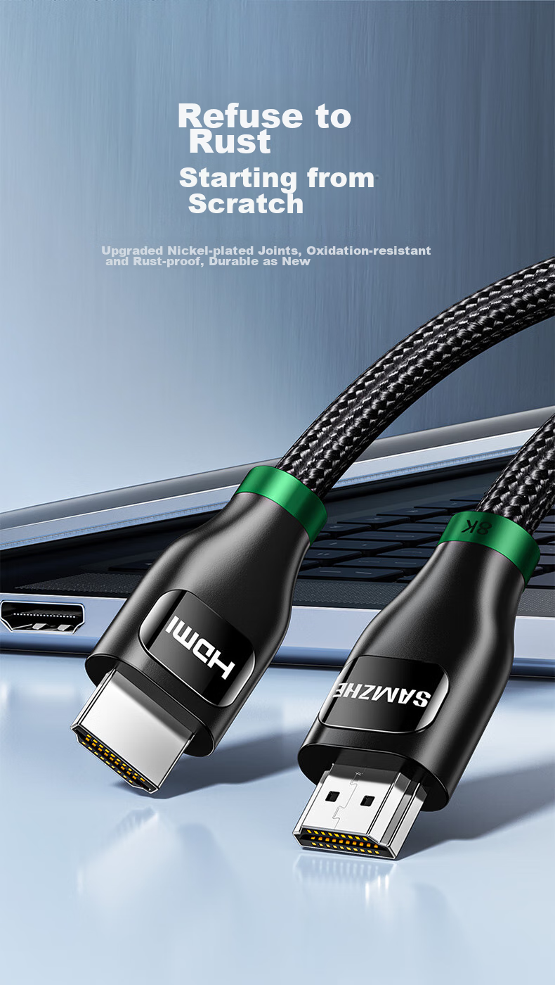 Кабель SAMZHE HDMI 2.1, 2 метра, 8K 60Hz, 4K 240Hz, для ноутбуков и ТВ-приставок, для подключения мониторов и проекторов, кабель высокой четкости