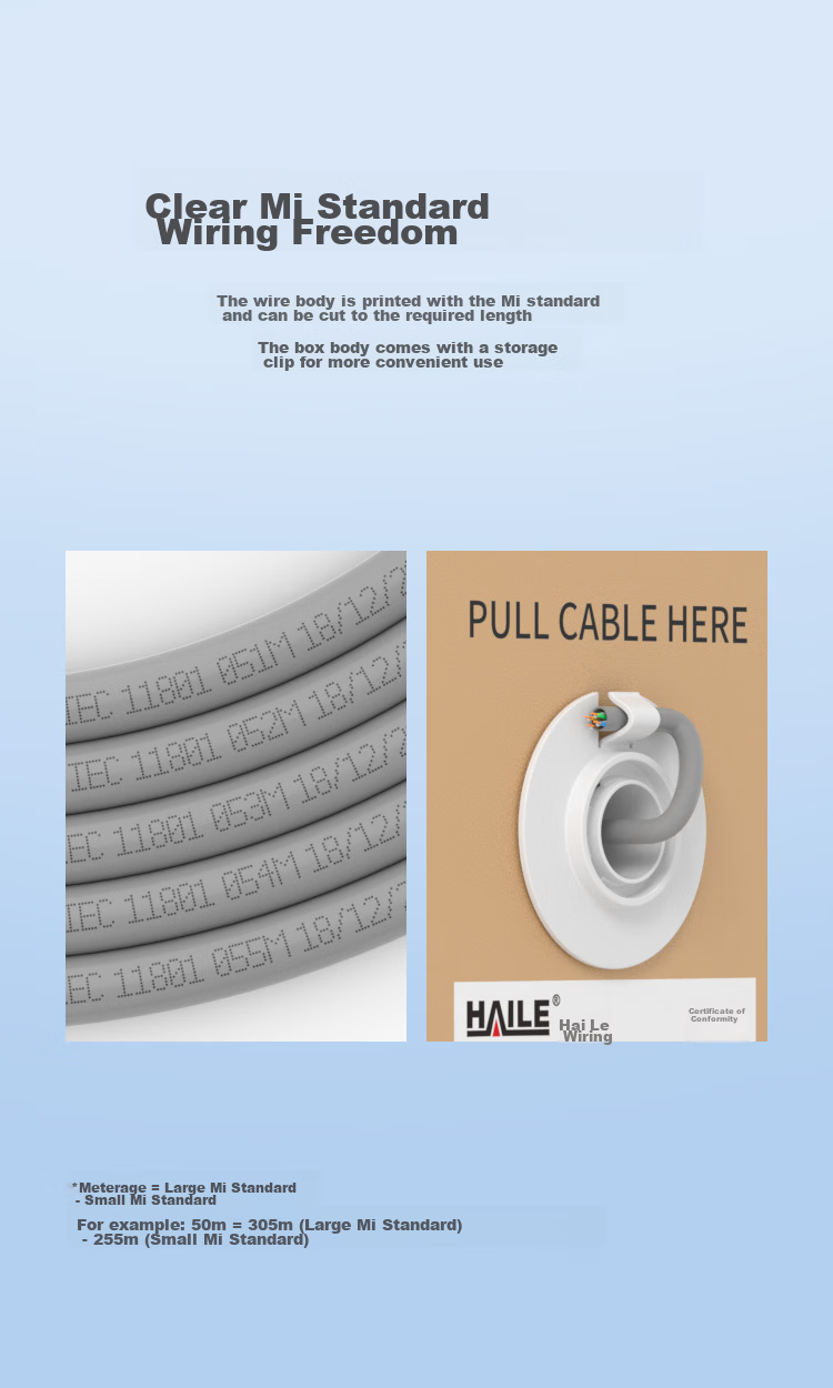 Сетевой кабель HAILE CAT6 Ethernet, HT7104, 305 метров, без экрана, поддержка PoE, серый