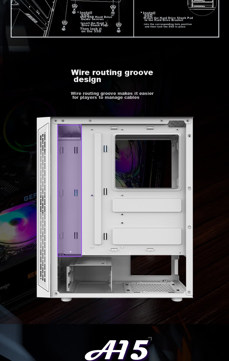 Компьютерный корпус Aigo A15 White, ATX, Mini-ITX, mATX, боковое окно, поддержка ATX, USB 3.0, радиатор 240 мм, широкий корпус
