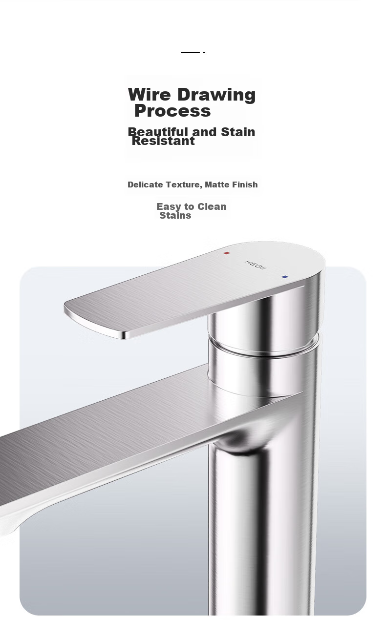 Смеситель для раковины HEGII HMF913-111-SD, 304 нержавеющая сталь, горячая и холодная вода, хромированная поверхность, одно отверстие