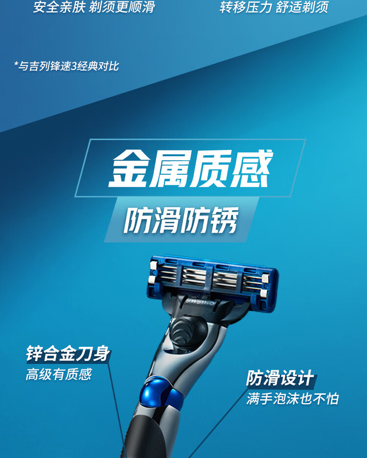 吉列剃须刀手动刮胡刀胡须刀锋速3突破1刀架2刀头+保护盒