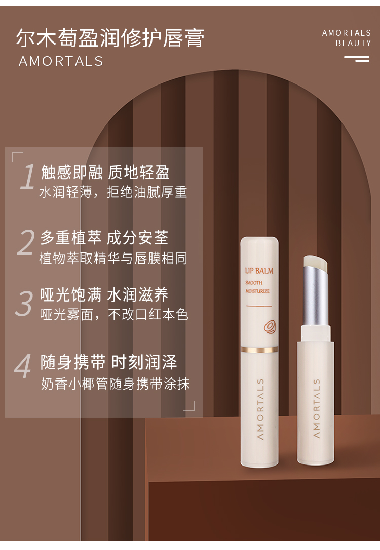 尔木萄（AMORTALS）唇膜润唇膏套盒男女保湿滋润补水淡化唇纹无色唇部修护护理套装