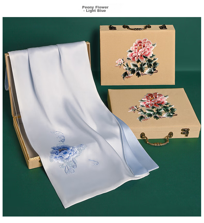 Шелковый шарф Hangsilu Suzhou Embroidery с вышивкой для женщин, зимний шарф из тутового шелка, подарочная коробка высокого класса, подарок на день рождения и праздник для мамы, новогодний подарок