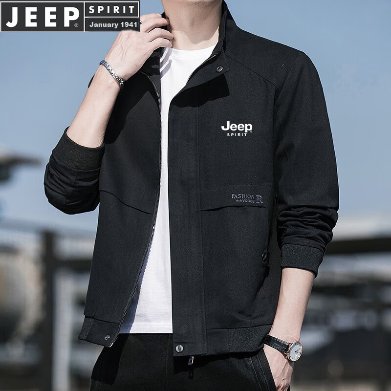 Мужская куртка JEEP SPIRIT, весенне-осенняя, повседневная, деловая, для молодых и среднего возраста, трендовая, универсальная, зеленая, XL