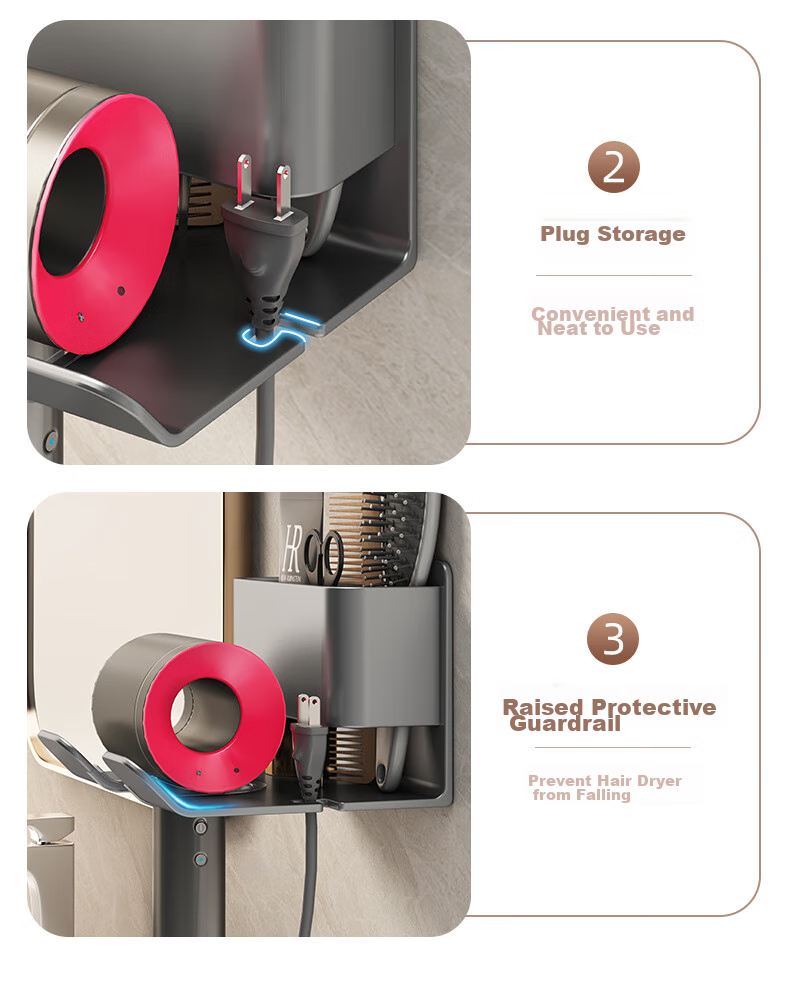 Держатель для фена Jiadu, без сверления, стойка для фена Dyson для ванной комнаты, вешалка для фена для душевой