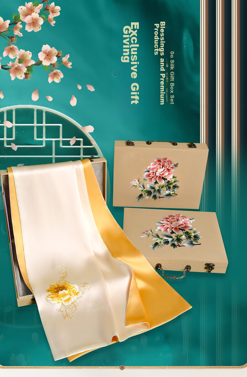 Шелковый шарф Hangsilu Suzhou Embroidery с вышивкой для женщин, зимний шарф из тутового шелка, подарочная коробка высокого класса, подарок на день рождения и праздник для мамы, новогодний подарок