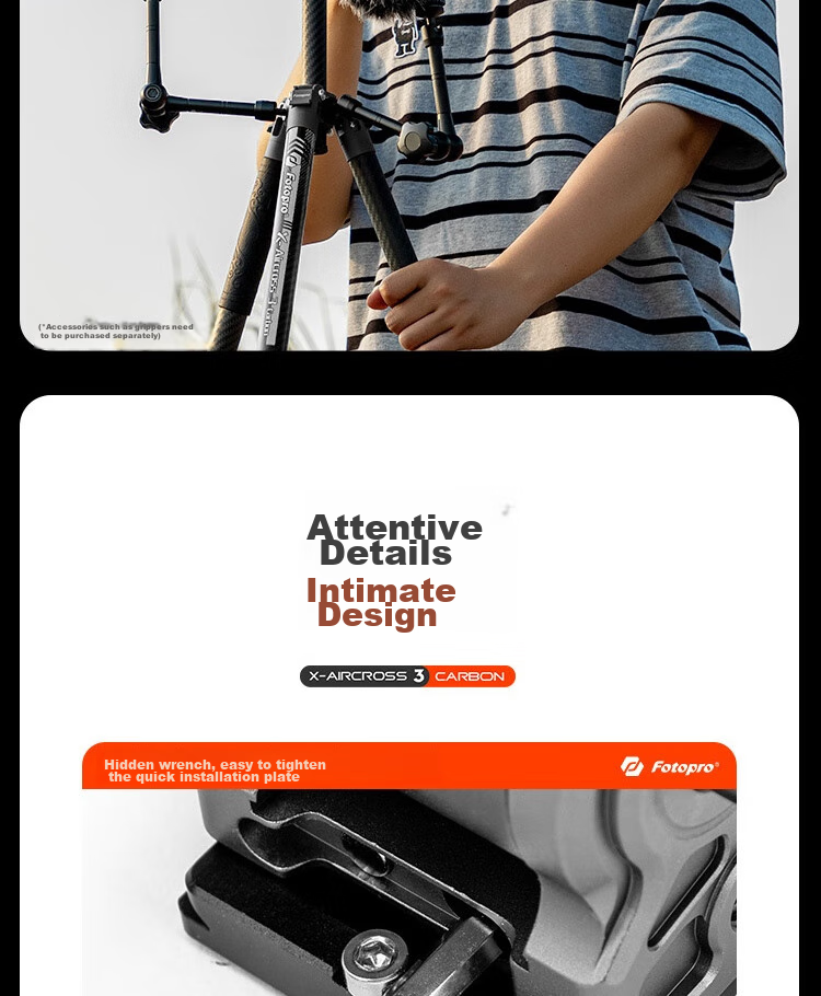 Штатив Fotopro Air 3 Lite VIDEO с гидравлической головкой из углеродного волокна для фото- и видеосъемки, оригинальный карбоновый серый
