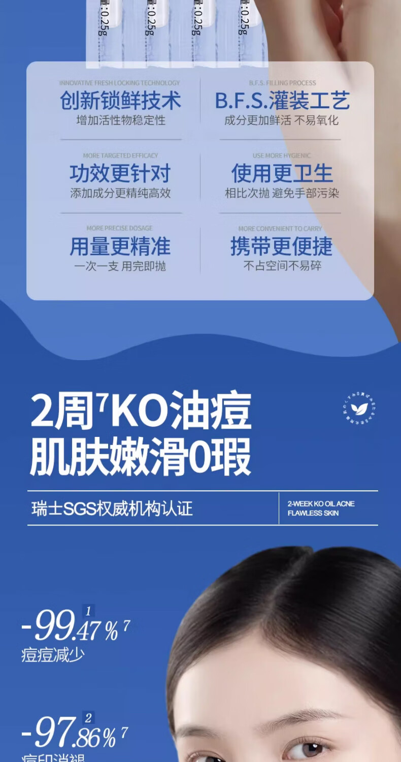 女神之美 LEADR祛痘精华液次抛棉签点涂棒去痘痘和痘痘印修护痘坑黑头青春痘10支