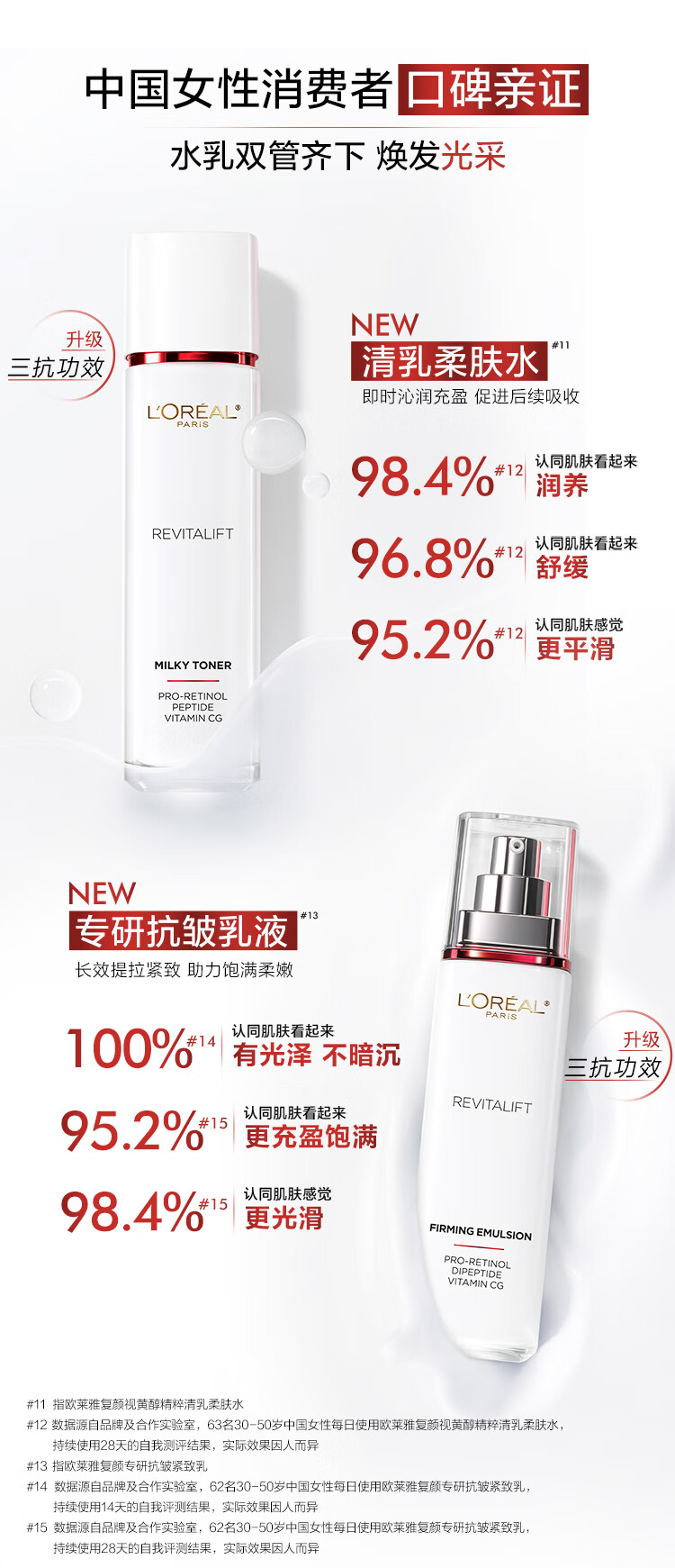 欧莱雅复颜视黄醇水乳霜套装 补水保湿抗皱紧致护肤品套装女神节礼物女