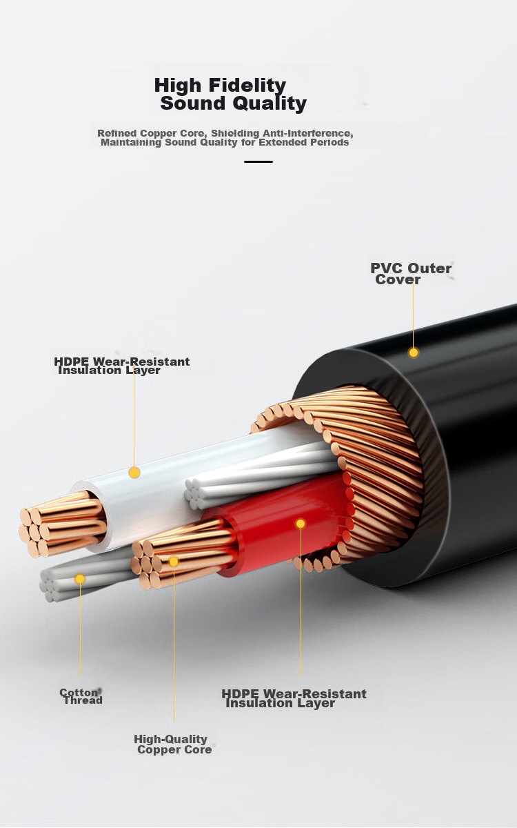 CHOSEAL QAD17BKT1 Аудиокабель от 3.5 мм до двойного RCA, 1 м, алюминиевый корпус