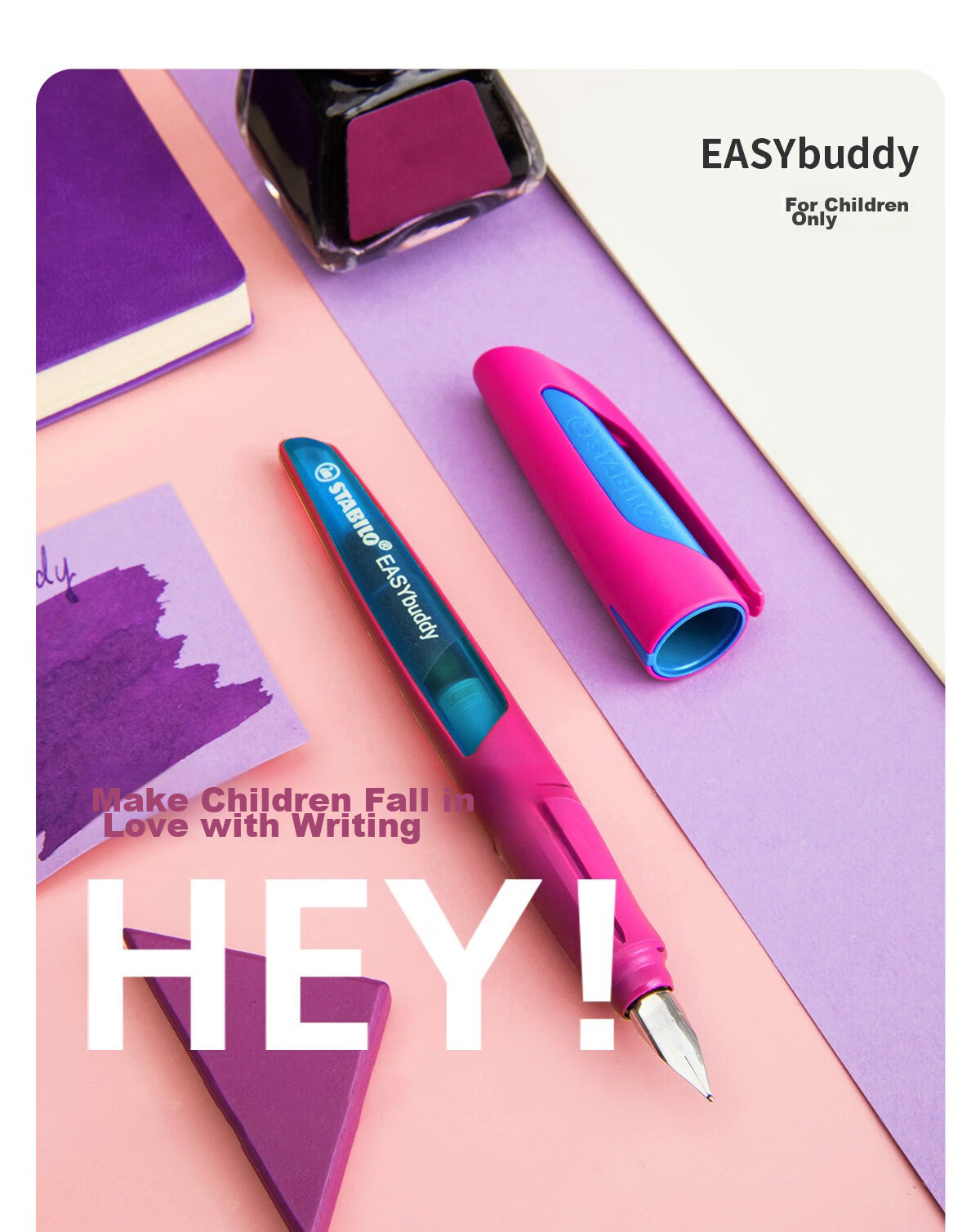 Немецкая импортная подарочная ручка STABILO EASYbuddy с перьевым пером EF, глубокий и светло-синий подарочный набор для студентов, детей и офиса
