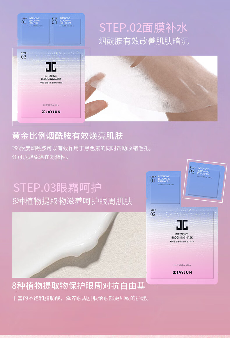 捷俊（JAYJUN）水光+樱花三部曲面膜套装20片（洗面奶精华眼霜提亮）韩国进口
