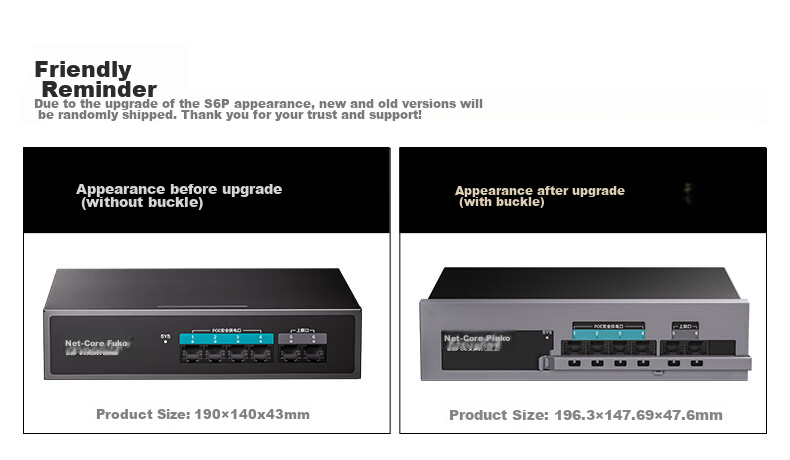 Коммутатор Netcore S6P, 6 портов 100 Мбит/с, POE 65 Вт, с защитной защелкой, для видеонаблюдения, неуправляемый