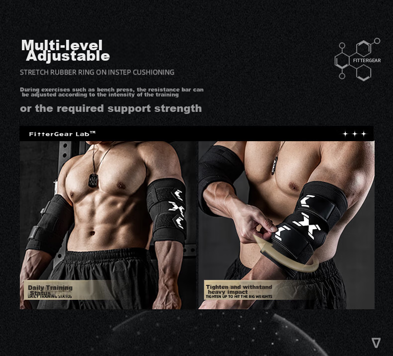 Налокотник FITTER GEAR для силовых тренировок, профессиональный, для пауэрлифтинга и жима лежа, размер M, черный