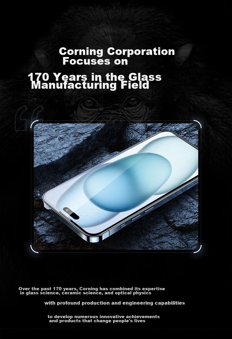 Защитное стекло PISEN для iPhone 15 Pro Max, полное покрытие Corning Glass, HD Clear, пыленепроницаемое, антиотпечатки, ударопрочное, 1 шт.