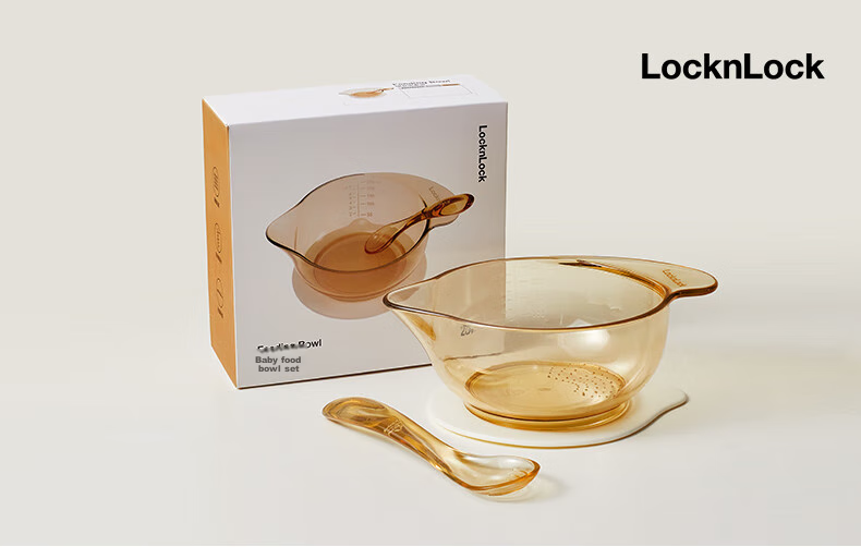 Детская миска LOCK&LOCK с присоской и ложкой, из PPSU, для кормления младенцев, с клювом, 250 мл