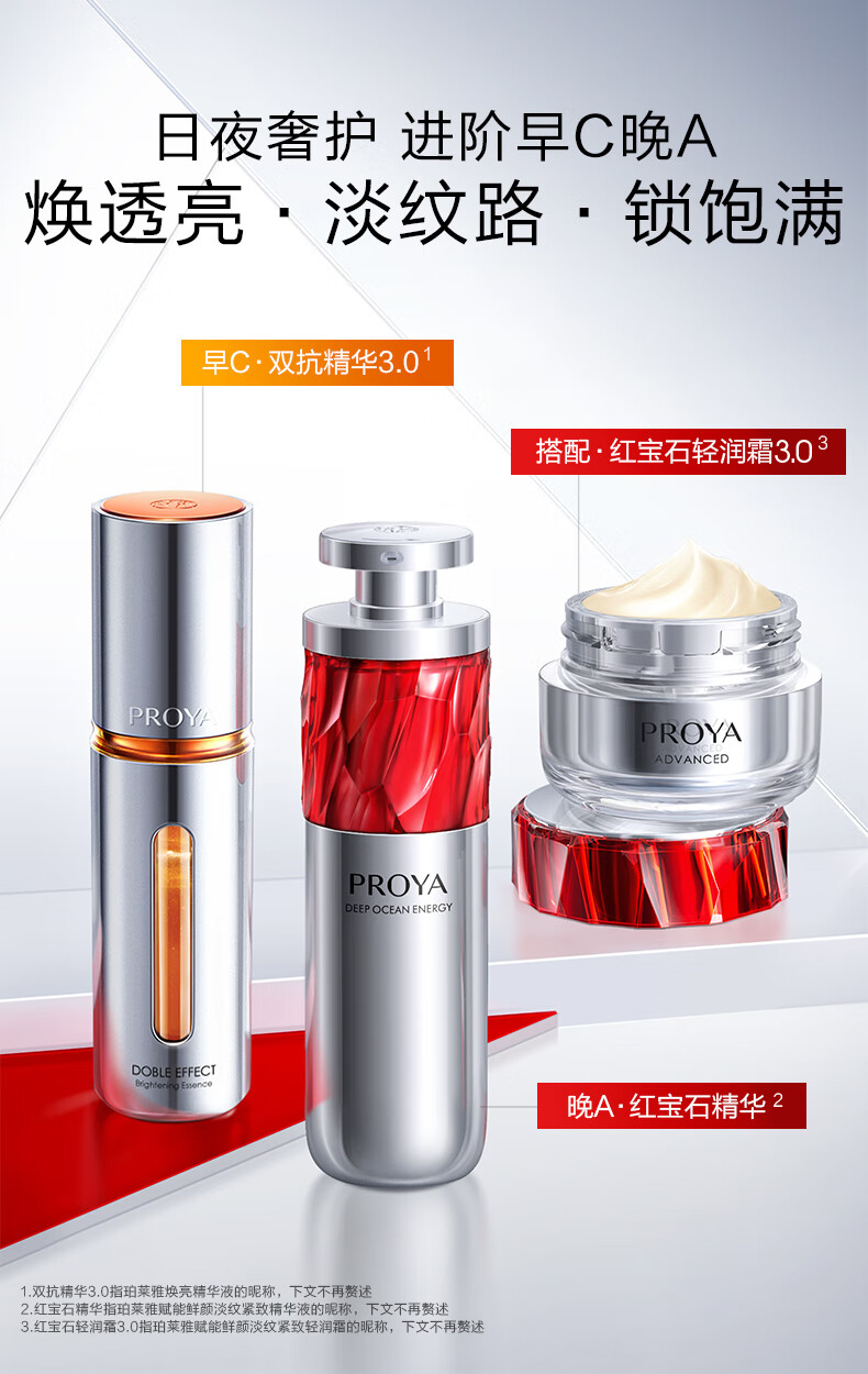 珀莱雅（PROYA）早c晚a30ml+红宝石轻润霜 精华+面霜护肤品套装 护肤礼盒 化妆品