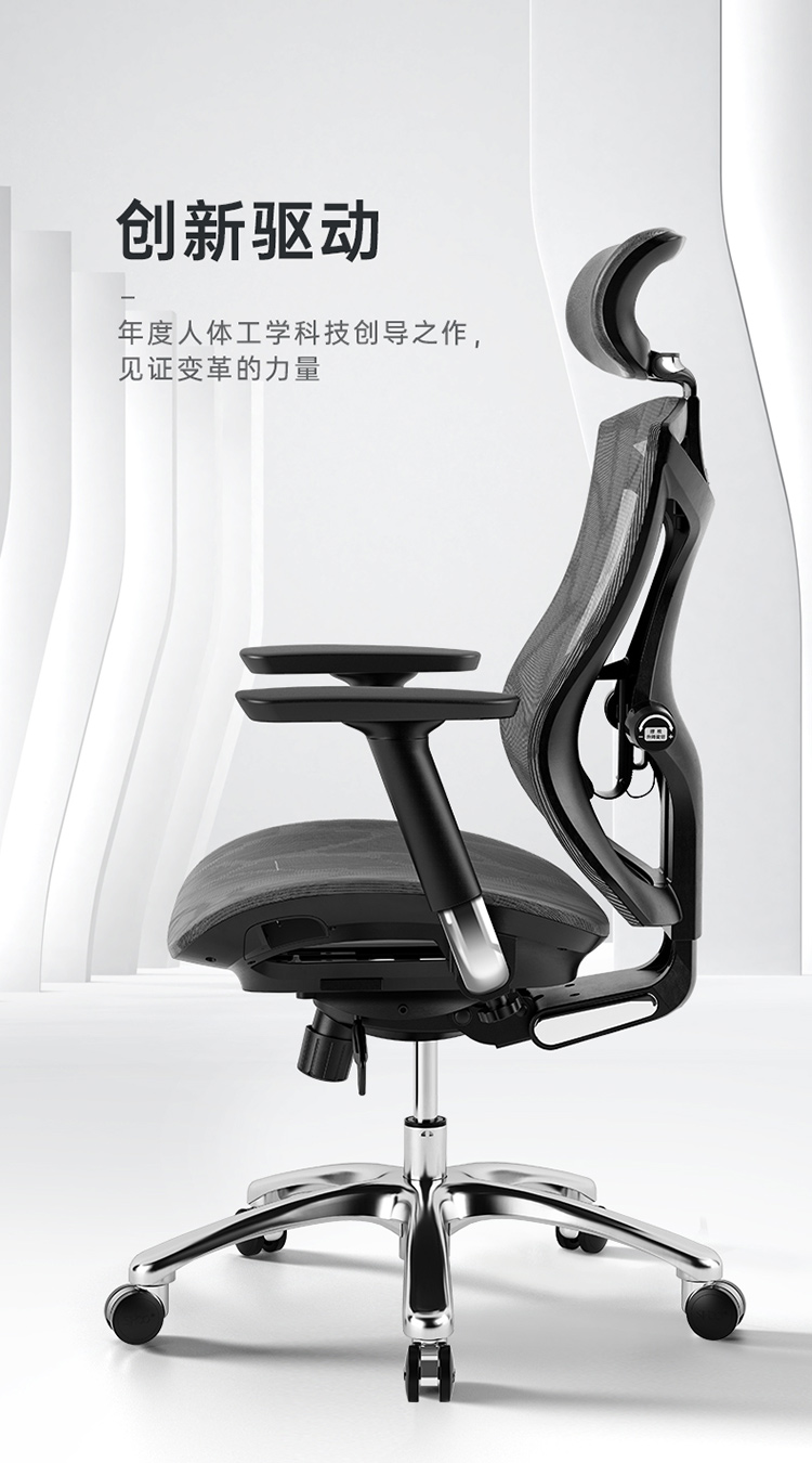 西昊V1（SIHOO）人体工学椅电脑椅子家用 办公椅可躺 老板椅 椅子靠背 电竞椅家用网布座椅  黑色