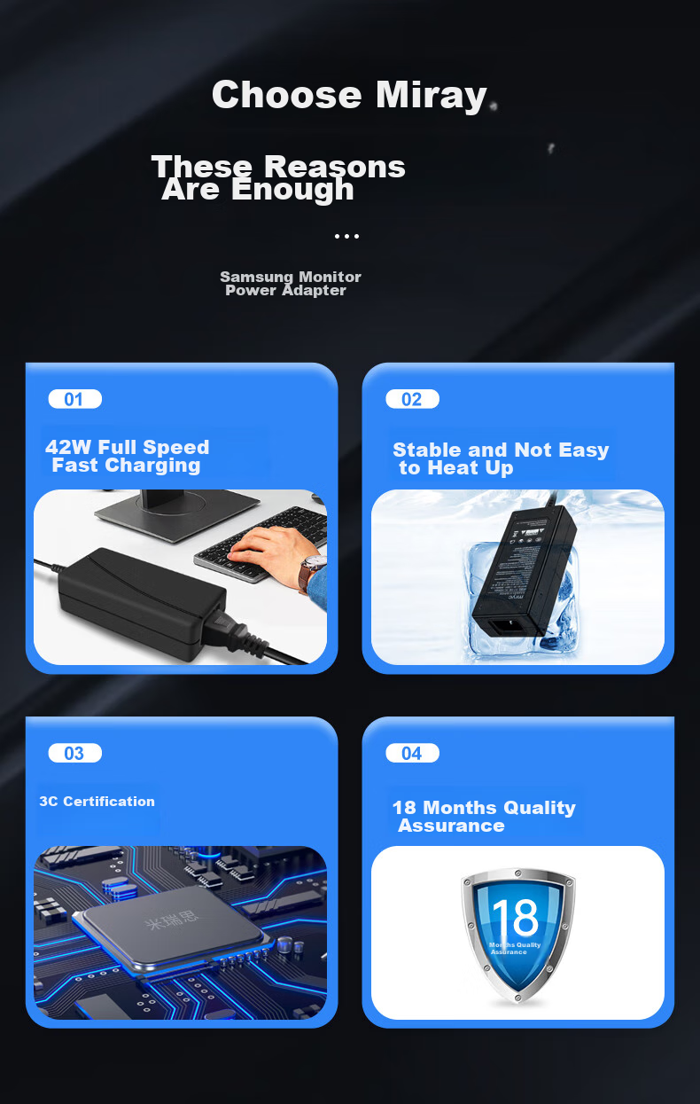 Адаптер питания mryc для мониторов Samsung, 14V3A, универсальный, для ЖК-экранов и ноутбуков, 6.5*4.0 мм