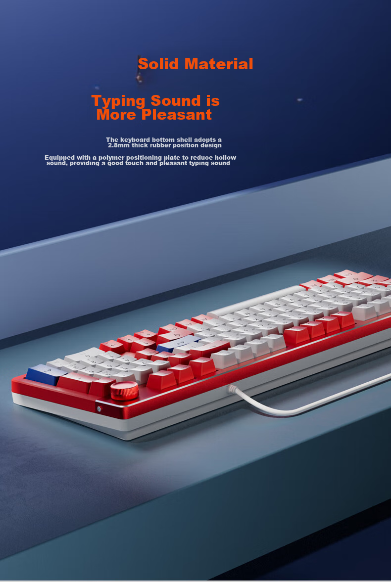 Механическая клавиатура DAREU EK815pro, проводная, 98 клавиш, с мультимедийным регулятором, анти-гостинг, подсветка, белый дымчато-синий