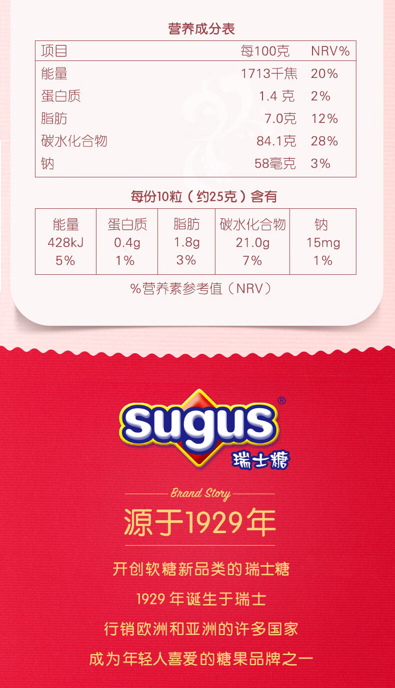 瑞士糖（Sugus）混合水果口味软糖500g袋装约166颗 喜糖散糖年糖