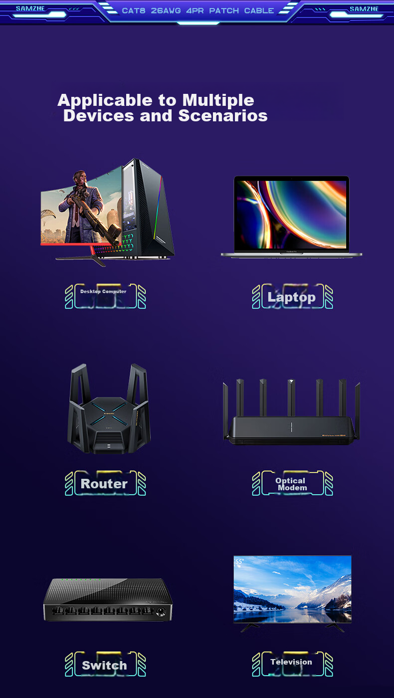 Кабель Ethernet SAMZHE Cat 8