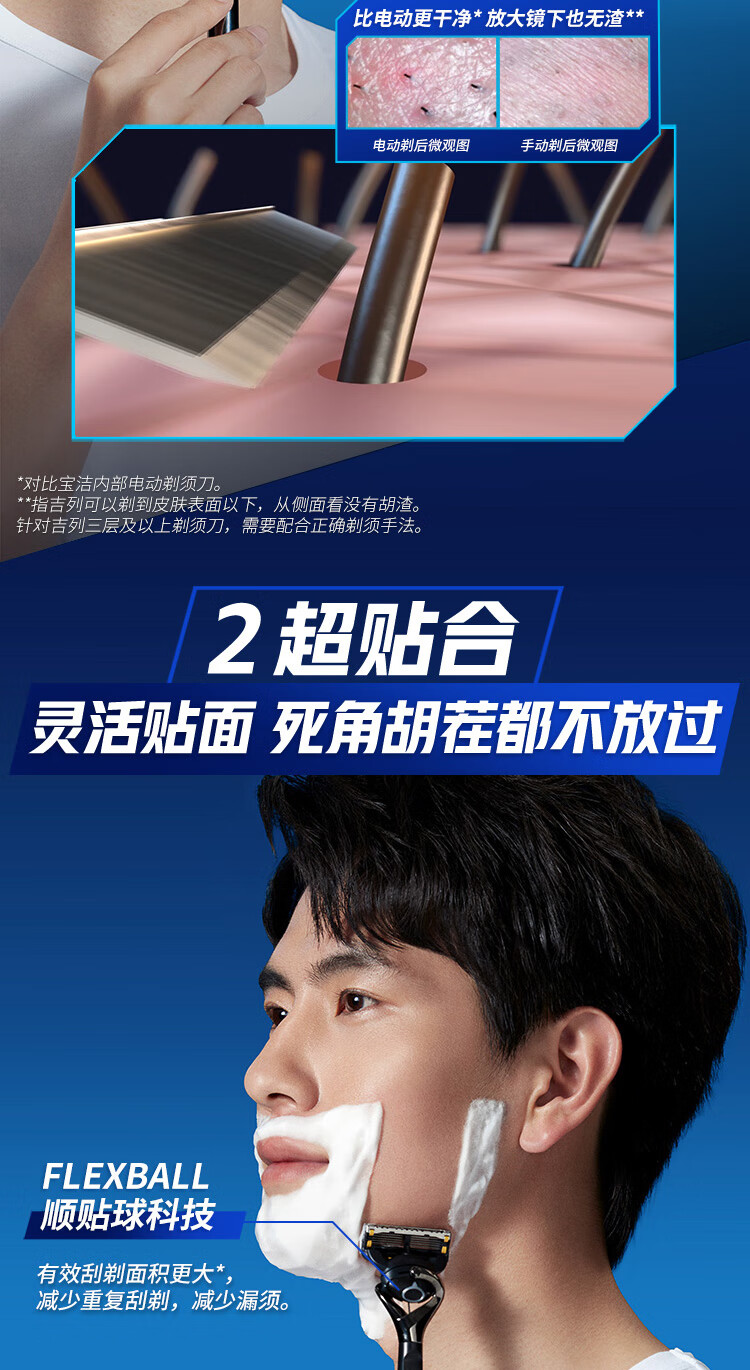 吉列剃须刀手动刮胡刀锋隐5致顺6刀头吉列刀片剃须刮胡刀片5层