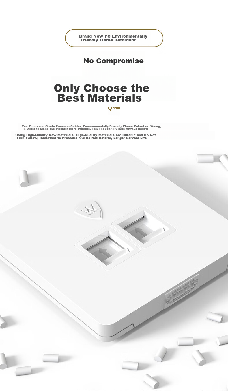Розетка сетевая WANJEED, категория 6, Gigabit, двухпортовая, белый