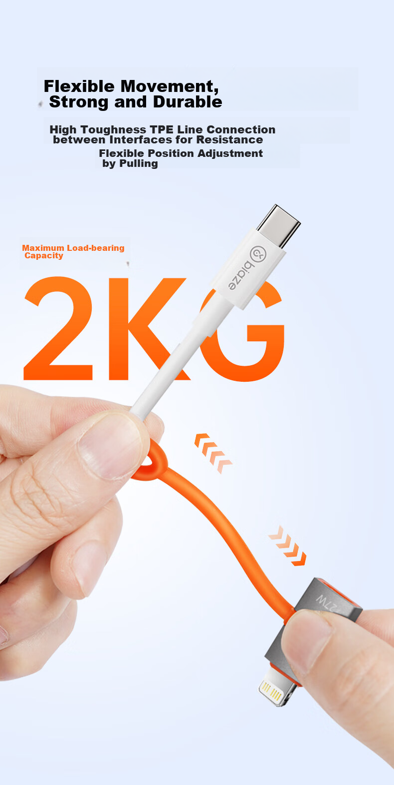 BIAZE Переходник Type-C на Lightning 27W, кабель для зарядки и передачи данных, для iPhone 14/SE/12/XR/8/7/6s