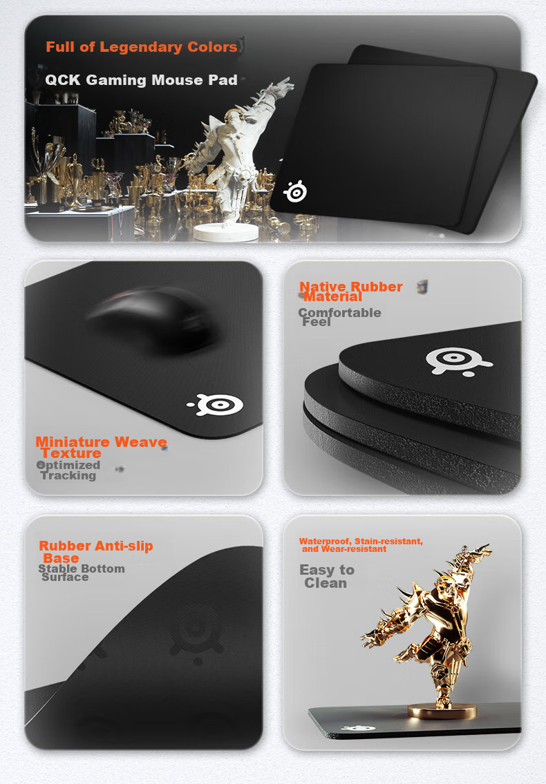 Игровой коврик SteelSeries QcK Medium, размер M, 320x270x2 мм, гладкая поверхность, нескользящая основа