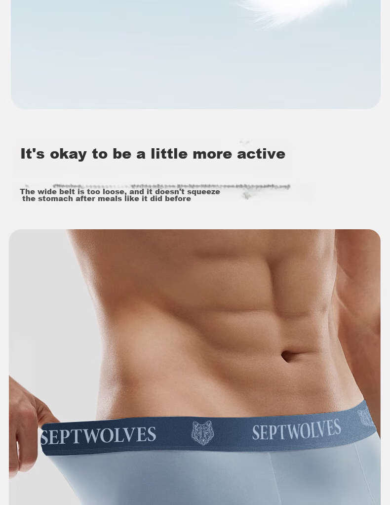 Мужское нижнее белье SEPTWOLVES, чистое хлопок, шелк зодиакального года, двухслойный мешочек, дышащее, антибактериальное 10А, средняя посадка, высокая эластичность, четыре угла, винно-красный