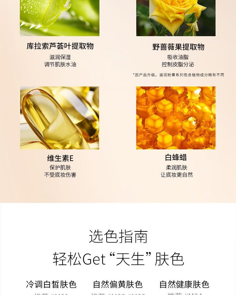 毛戈平（MAOGEPING）光感滋润无痕粉膏遮瑕防水粉底液4.5g M03自然色