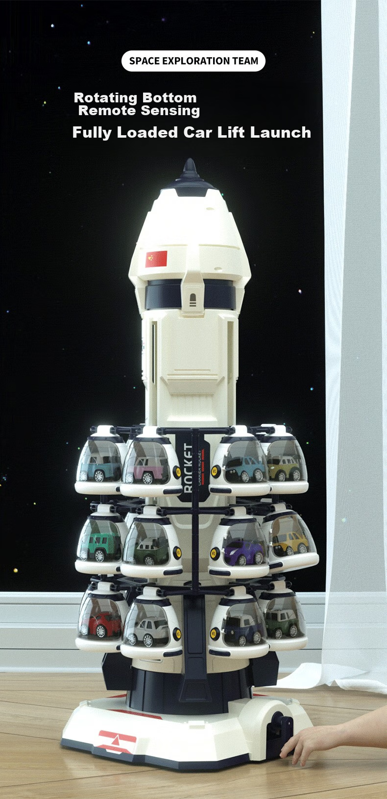 Игрушечный набор Mabaozibao "Космическая ракета", 2 машинки, литая модель, подарок для детей от 3-6 лет