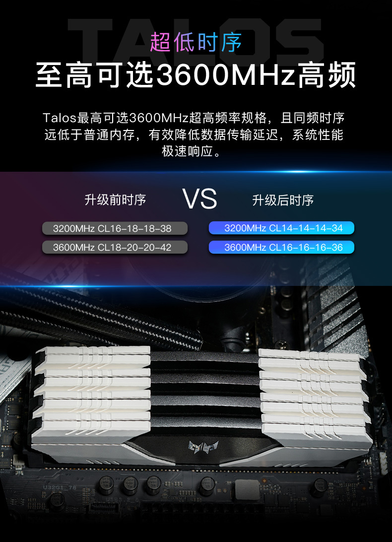 宏碁掠夺者（PREDATOR）16G(8G×2)套 DDR4 3600频率 台式机内存条 Talos 雷霆战甲系列（C16）B-die颗粒