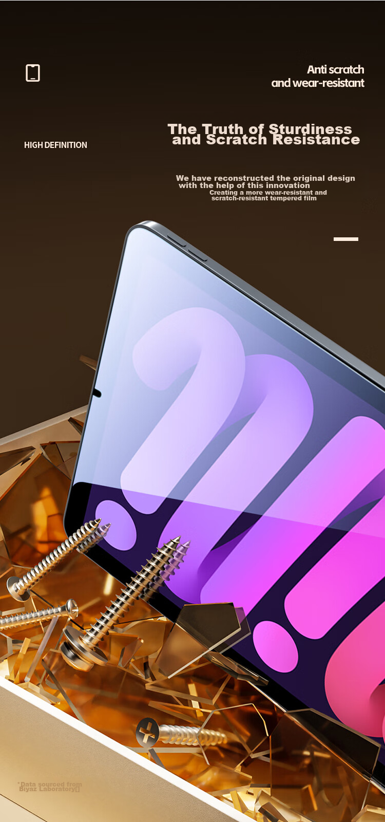 Защитное стекло BIAZE для Apple iPad Mini 7/6 8.3 дюйма, ультратонкое, HD, полное покрытие, защита от царапин
