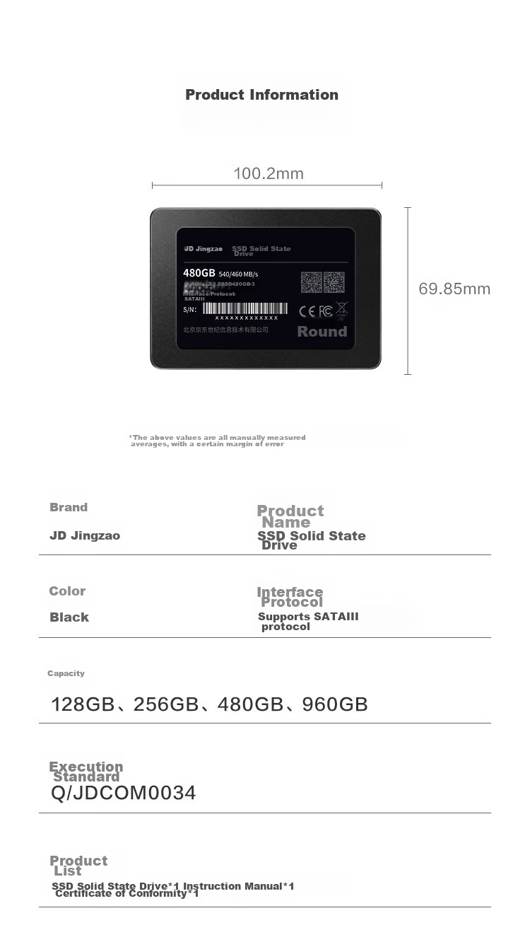 SSD накопитель JD Original 3 Series, 256 ГБ, SATA III, для ноутбука и настольного компьютера