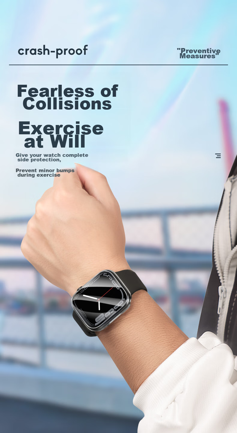 Защитный чехол BHO для Apple Watch Series 11/10, с защитным стеклом, полузакрытый, интегрированный чехол для iWatch S9/8/7/6/SE3/2, черный